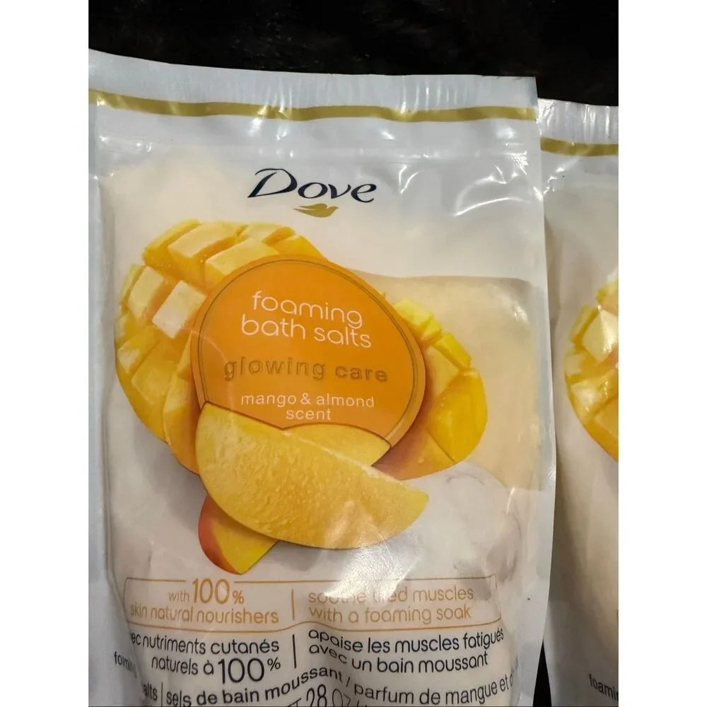 Dove Glowing Care Foaming Bath Salts Mango and Almond, 28 Oz x 2